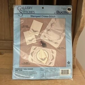 Bucilla Stamped Cross Stitch Table Runner “Rosebuds” New 40” x 14” Floral